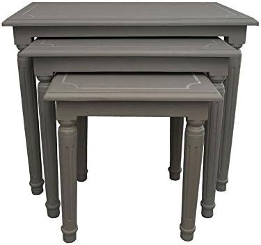 Burnham Home 17320 Macbeth Square Nesting Tables, Large, Medium, &amp; Small, Gray Wash
