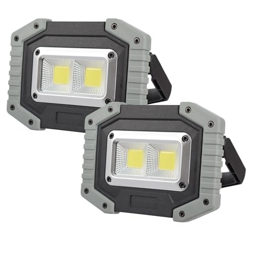 OTYTY LED-Arbeitsleuchte, 30 W, 1500 lm, tragbar, wiederaufladbar, Flutlicht mit Magnetfuß, 4200 mAh Akku für Camping und Autoreparaturen (W840 Grau),