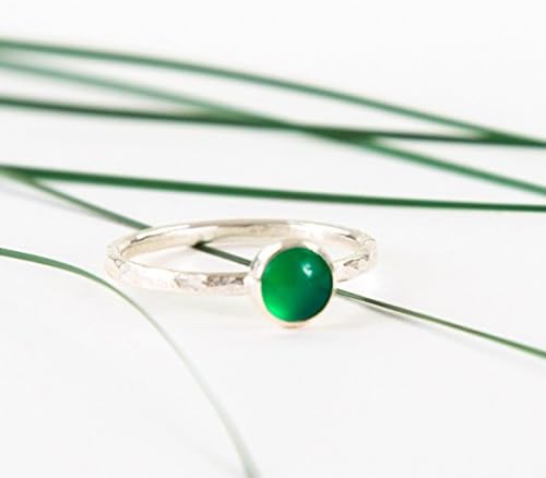 Sterling Silver Green Agate 6mm Gemstone Stacking Ring