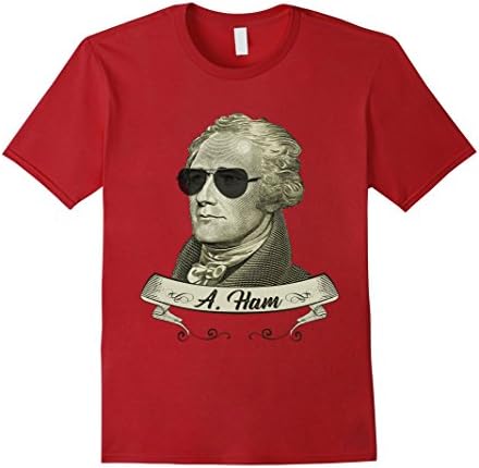 Men's Cool Sunglasses T-shirt - Funny Hamilton Tee Large Cranberry