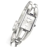 Lancardo Retro Luxury Gold Women Square Bangle Jewelry Quartz Wrist Watches (White)