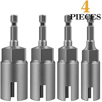 VIGRUE 4PCS Deep Power Wing Nut Driver, Slot Hurricane Wingnut Drill Bit Socket, Wrenches Tools Set 4 Sizes for Panel Nuts Screws Eye C Hook Bolt, 1/4