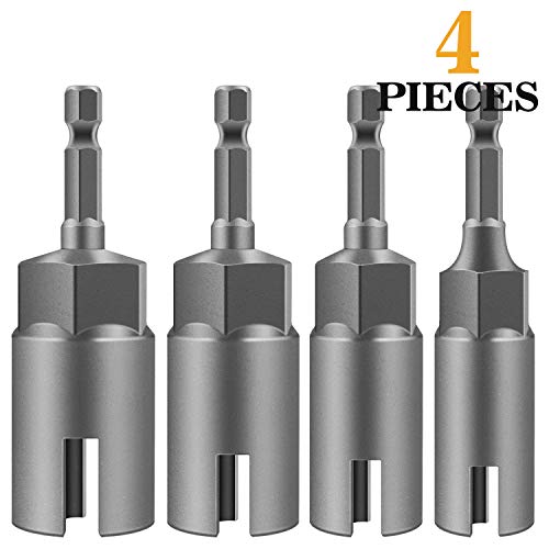 VIGRUE 4PCS Deep Power Wing Nut Driver, Slot Hurricane Wingnut Drill Bit Socket, Wrenches Tools Set 4 Sizes for Panel Nuts Screws Eye C Hook Bolt, 1/4" Hex Shank