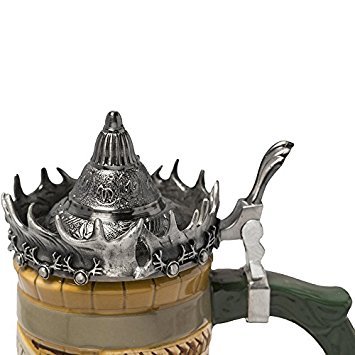 Game-of-Thrones-House-Stark-Stein--22-Oz-Ceramic-Base-with-Pewter-Baratheon-Crown-Top-ne-k