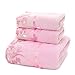 USTIDE Pink Lace Towels Set, 1 Bath Towel 2 Hand Towels Ultra Soft Highly Absorbent Cotton Face Towels Soft Hand Towels for Bathroom,Shower Towel (Pink, 3Pcs)