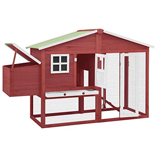 Tidyard Holz-Hühnerstall Nistkasten Hühnerhaus Hühnervoliere,Hühnerkäfig 191 x 67 x 117 cm aus massivem Tannenholz Mit Kippdach,rutschsicheren Rampe für den leichteren Zugang zum Obergeschoss
