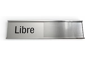 Sliding Door Sign Libre/Occupé, Stainless Steel and Black, 2 x 9 Inches, Office Privacy Indicator for Meeting Room, Bathroom,