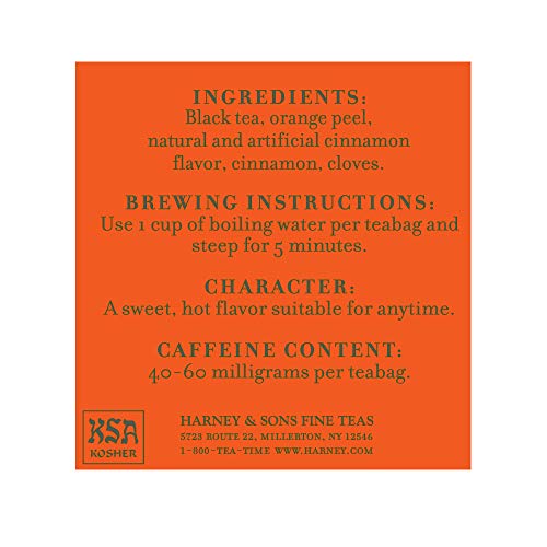 HARNEY AND SONS HOT CINNAMON SPICE, A SPICY BLACK TEA WITH CINNAMON, ORANGE FLAVORS & SWEET CLOVE – 50 TEABAGS