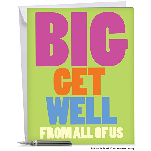 Get Well Soon Card with Envelope (8.5" x 11") -Big Get Well From Us Sympathy and Feel Better Cards - Greeting Card Prayers & Condolences for Sick (Jumbo Version) J3897GWG