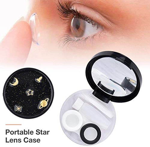 Contact Lens Box Star Contact Lens Travel Case Contact Lens Case Container Holder Storage Box Portable Contact Lens Travel Kits Cute Mini (Round)