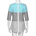 Striped Plaint Shirts for Women Flowy Loose Tops Patchwork 3/4 Sleeve Blouse