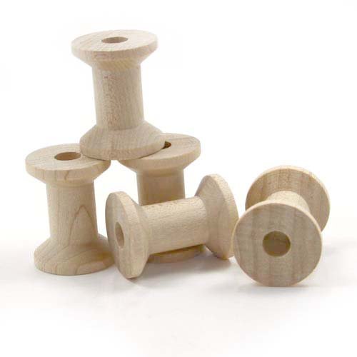 Mylittlewoodshop - Pkg of 12 - Spool - 1-1/8 inches tall and 7/8 inches wide with 9/32 hole unfinished wood(WW-SP8200-12)