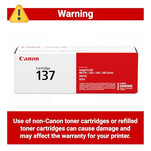 CANON GENUINE 137 BLACK TONER CARTRIDGE COMPATIBLE WITH LBP151DW, MF210 SERIES, MF220 SERIES, MF230 SERIES, MF240 SERIES, D570