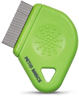 Pet Grooming Flea Comb by Petio Basics with 10mm Pins Removes Flea Eggs and Dirt from Short Hair