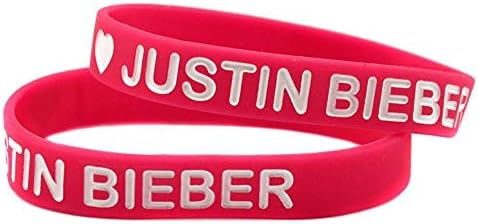 Sports Wristbands Fashion Bracelet Silicone Wristbands with Sayings 'I Love Justin Bieber' Rubber Wristbands for Men,Women and Kids Motivation,Set of 10 Pieces