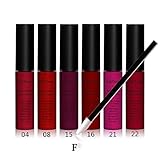 Spdoo 6 Pcs Waterproof Matte Liquid Lip Gloss Lipstick + 12 Pcs Lip Brushes