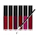 Spdoo 6 Pcs Waterproof Matte Liquid Lip Gloss Lipstick + Lip Brushes