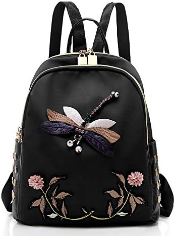 shuangjian Women'S Backpack New Women'S Hand-Studded Flower Embroidery Decorative Shoulder Bag Korean Version Of The Simple Casual Backpack