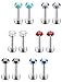 Jstyle 12 Pcs a Set 316L Stainless Steel 16G 2-4mm CZ Nose Piercing Labret Monroe Lip Rings Helix Tragus Cartilage Ear Piercings Studs 8mm Bar Length 3mm
