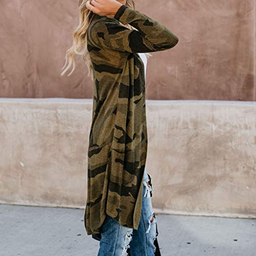 Bravetoshop Women's Camouflage Kimono Cardigan Casual Open Front Long Sleeve Coat Parka Outerwear
