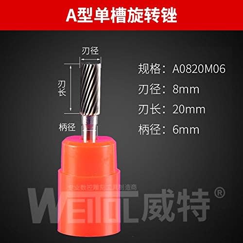 1 piece Weitol 6mm A type carbide rotary files single cut carbide burrs power tools CNC carving cutter dremel tools