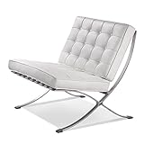 ArtisDecor Premium Lounge Chair Made with Top Grain Italian Leather - White