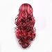 Netgo Anime Cosplay Wigs Red for Women with Obligue Band Long Curly Hair Wigs Lolita Style Wigs
