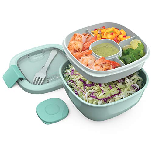 salad containers with dressing compartment