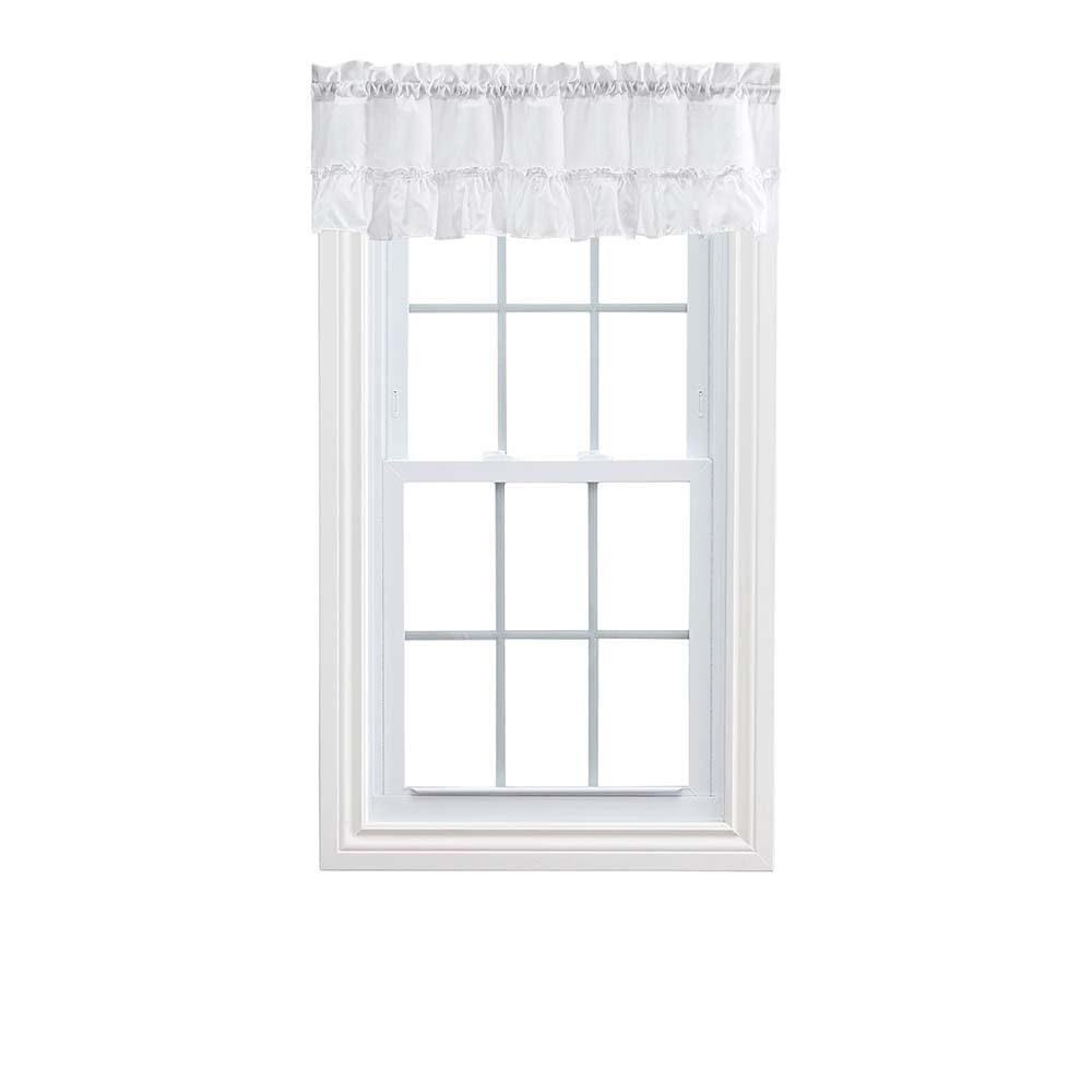 Ellis Curtain Stacey Ruffled Filler Valance, 54" x 13", White
