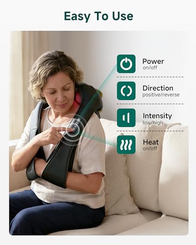 Shiatsu Neck Massager Kneading Shoulder Massage Pillow with Heat for Car Home Office Use SL632 Snailax (Black)