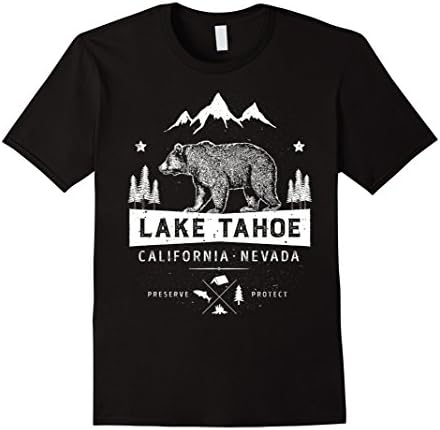 Mens Lake Tahoe T Shirt California Nevada Vintage Bear Men Women 3XL Black