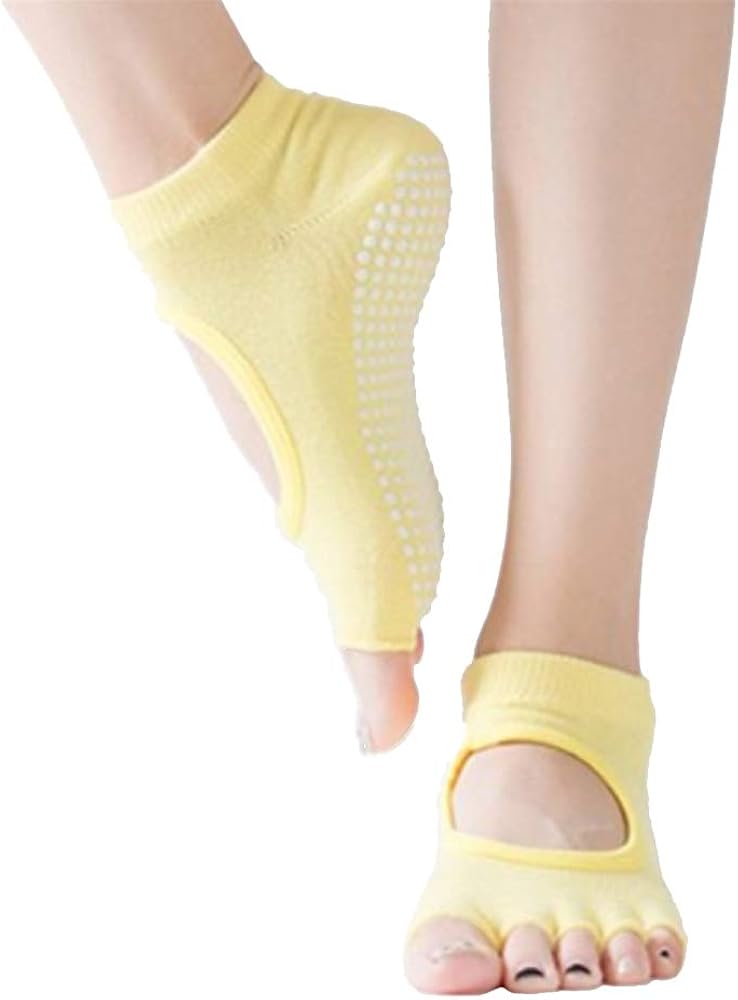 Yoga Socks Non Slip Pilates with Grips, Toeless AntiSkid Pilate, Barre