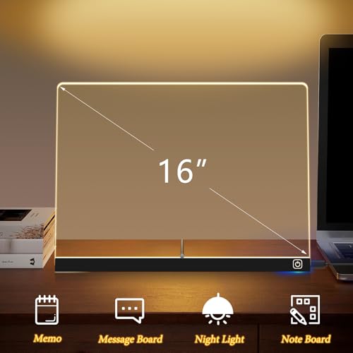 Exbelle 16“ LED Drawing Board 7 Colors Light Acrylic Dry Erase Lumiboard Board for Kids 2 Modes as Night Light for Room/Store/Office Ideal Gift for Festival Decoration 7 Markers