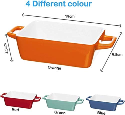 Rectangulaire à Tapas Lot de 4 petits plats de cuisson/plat à lasagnes/H5 (x 14 x 10 cm) et sans Mason Cash Spatule en bambou, spatule