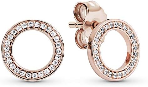 Pandora Women's 14K Rose Gold Plated Silver Clear CZ Stud