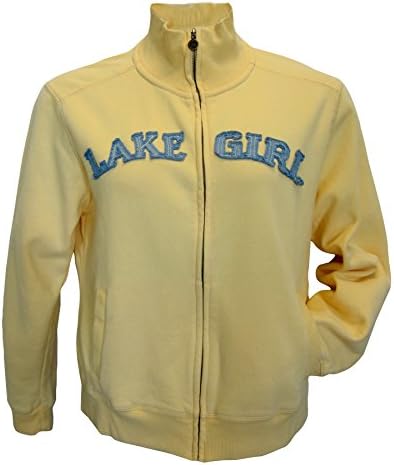 LAKEGIRL Full Zip Track Jacket Full Collar Sweatshirt (Medium, Butter)