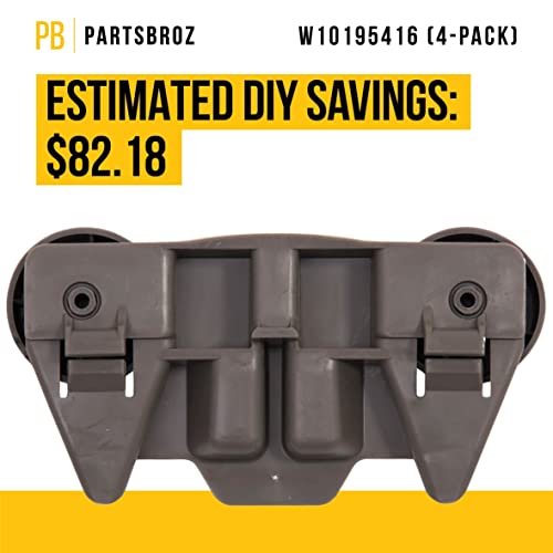 W10195416V W10195416 Dishwasher Dishrack Roller (4Pack) by PartsBroz