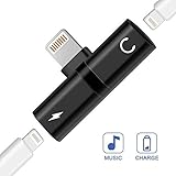 Splitter Compatible with iPhone 7, 7 Plus, 8, 8 Plus, X, iPad,iPad Pro, 2 in 1 Dual Headphone Jack Audio + Charge Cable Adapter,Work with iOS 12 or Later, Sync,Music Control