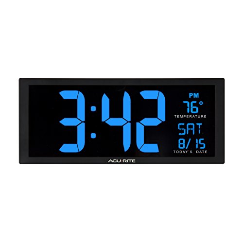 Acurite 75152m oversized blue led clock with indoor tem…