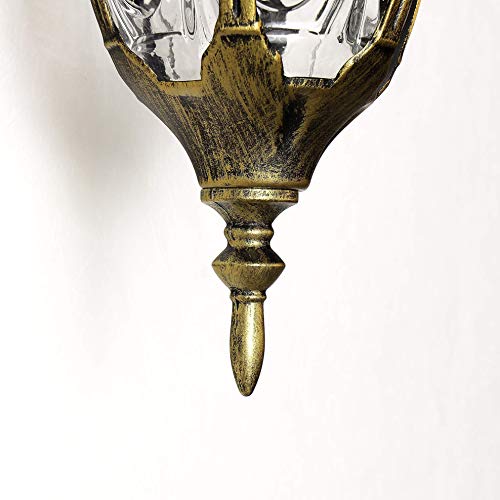 Licht-Erlebnisse Außenwandleuchte Aluminium Glas in Gold Antik IP44 Garten Terrasse H:35 cm E27 Laterne hängend Rustikale Außenlampe Wand Hof MILANO – Bild 6