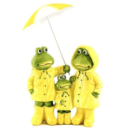 Frosch - Familie mit Schirm Friesennerz, Dekofigur, Garten - Balkon Dekoration