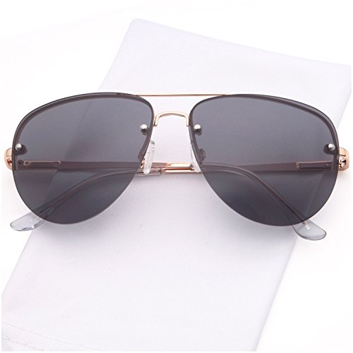 SUNLOUNGER Womens Oversized Aviator Sunglasses – Grey Lens on Gold Frame