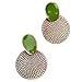 Ownsig Retro Big Drip Green Round Annual Ring Earrings Stud Carved Jewellery