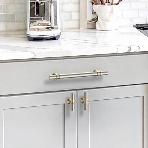 9BUILD 10 Pieces 128MM Nickel Gold Cabinet Handles Kitchen Handles Furniture Zinc Alloy EU0044