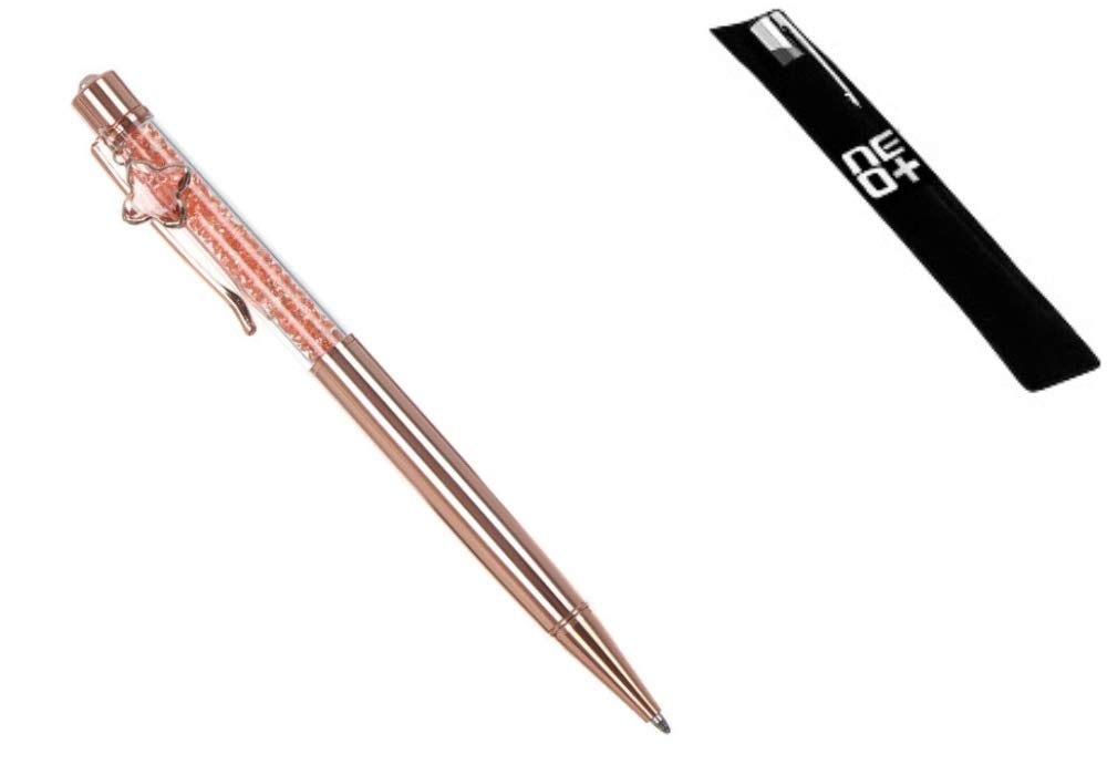 NEO+ Quality Ballpoint Pen with Crystals - REFILL AND PEN POUCH INCLUDED - I AM UK SELLER (ROSE GOLD PENDANT)