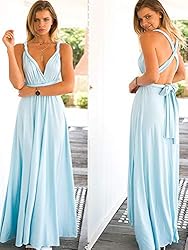 PERSUN Women's Light Blue Convertible Maxi Dress