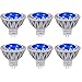 Blue MR16 LED Light Bulbs with GU5.3 Base 50W Equivalent Halogen Replacement 5W 12V Bi-pin Spotlight 38 Deg Landscape Pool Step Lighting-6 Packs