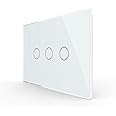 LIVOLO Touch Electrical Light Switch 1 Way Tempered Glass Panel Lamp Switch with Led Indicator,Wall Light Switch for Home,Office,No Neutral Required,3 Circles,White