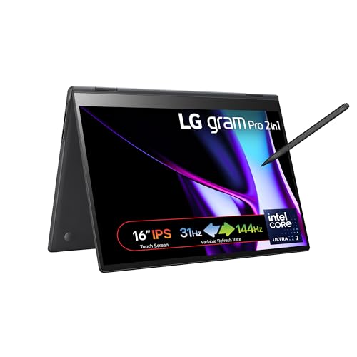 LG gram Pro 2in1 2024 16T90SP - 16 Inch 2.5K IPS Touchscreen 144Hz VRR, Ultra-Lightweight 2-in-1 La…
