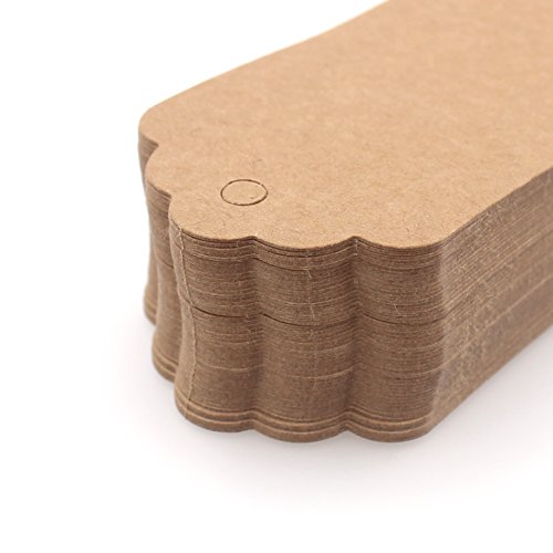 Zicome 200Pcs Kraft Paper Gift Tags for Christmas Presents Wedding Party Favors, 200 Feet Natural Jute Twine Included - Thumbnail 2